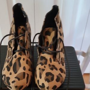 BAMBOO Leopard Print Lace Up Boots
